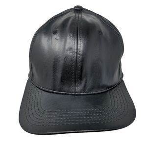 Hatco Snapback Hat Black One Size Adjustable Vegan Leather Solid Blank